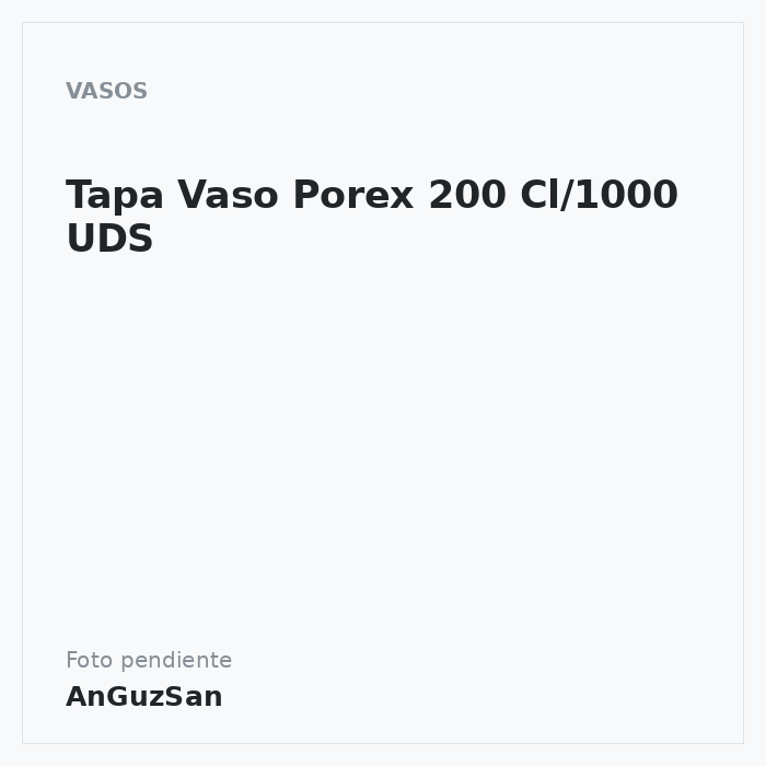 Tapa Vaso Porex 200 Cl/1000 UDS