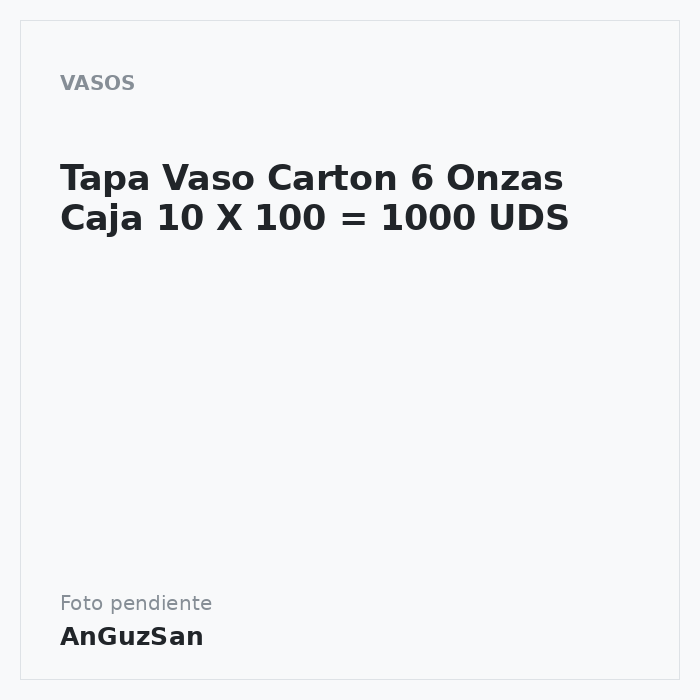 Tapa Vaso Carton 6 Onzas Caja 10 X 100 = 1000 UDS