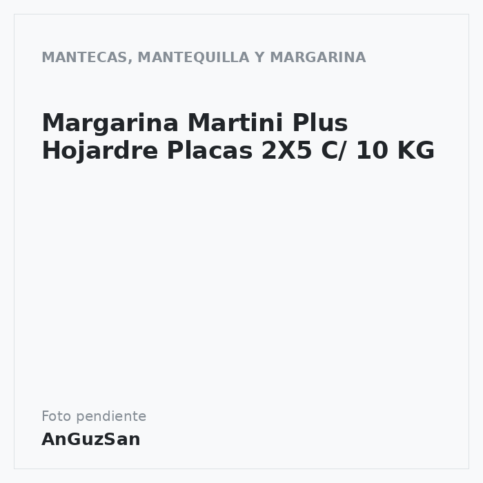 Margarina Martini Plus Hojardre Placas 2X5 C/ 10 KG